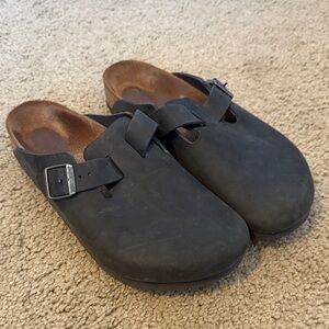 Black Slip-On Birkenstock Clog Mules with Buckle size 39